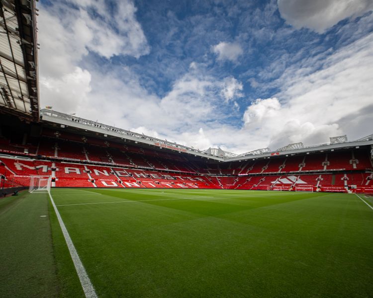 old trafford pitch seen on the Manchester United Stadium Tour and Museum