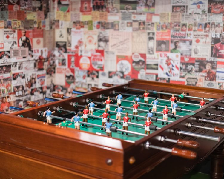 Table football at the red cafe at old trafford