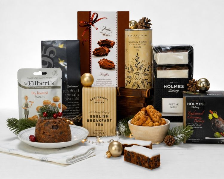 Christmas mistletoe food gift hamper