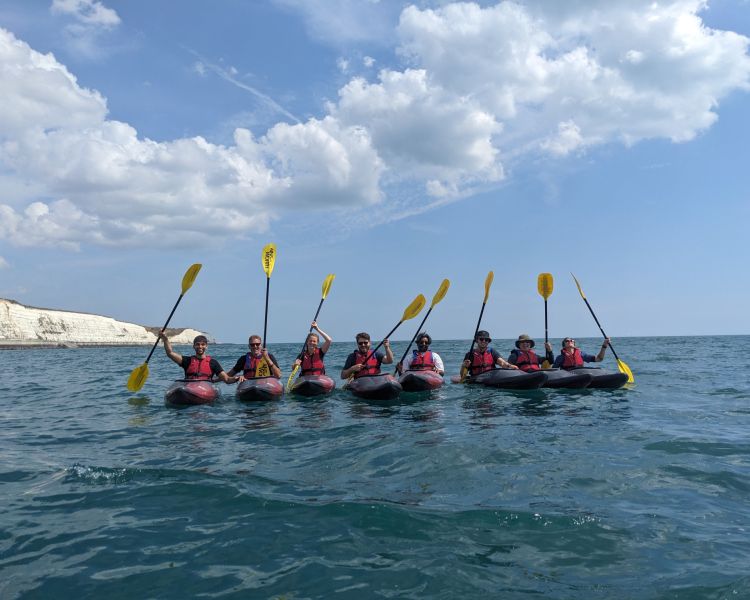 group on kayaking experience off brighton coast