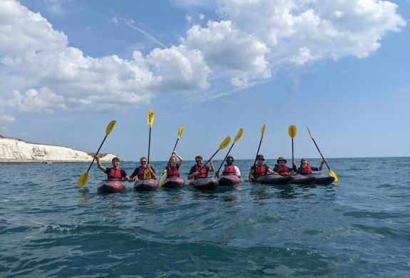 group on kayaking experience off brighton coast
