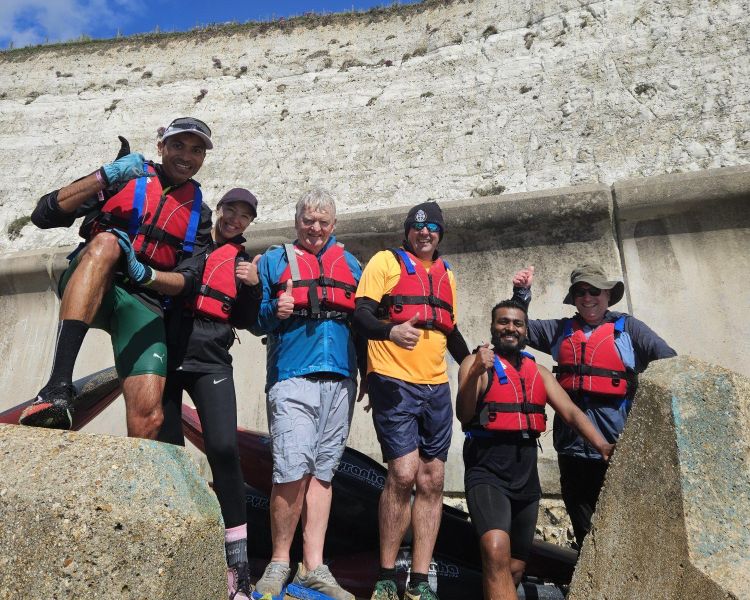 group on shore on kayaking experience off brighton coast