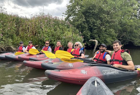 group on kayak river trip in sussex