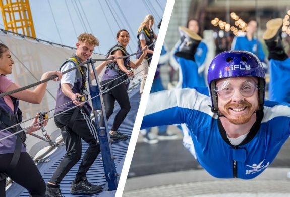 Split Photo Showing Up at the O2 Climb IFLY Indoor Skydiving Experience