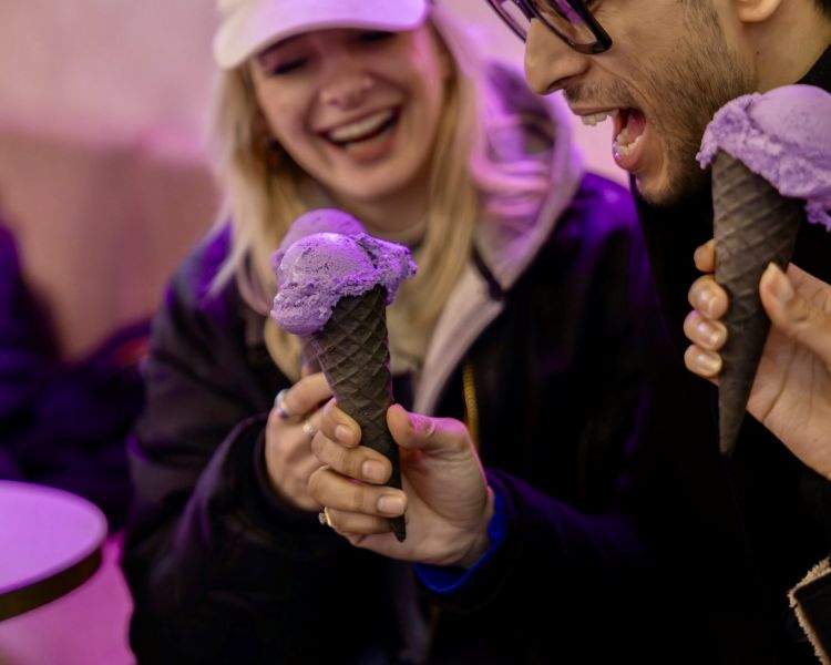 people eating ice cream on food tour through london's chinatown and soho