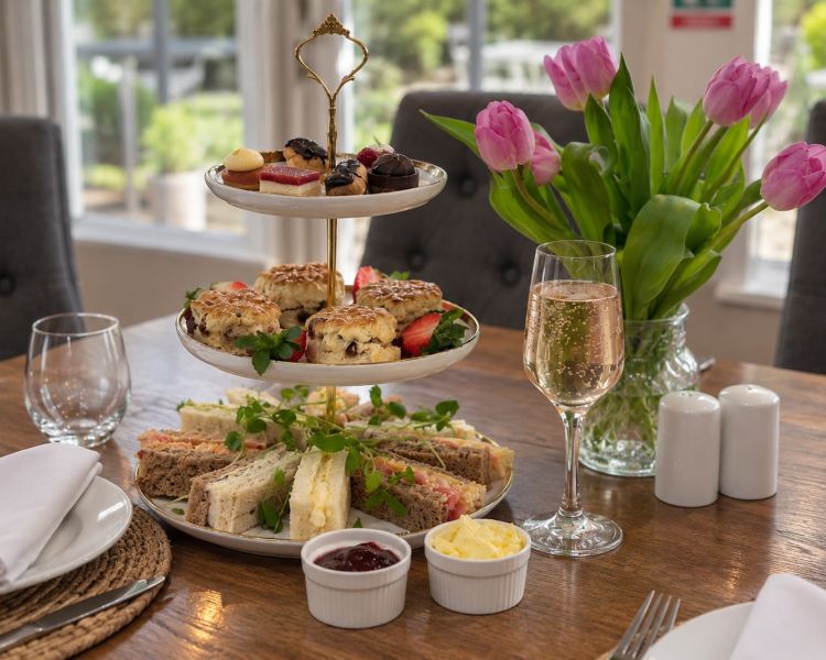 Afternoon tea with prosecco at little silver country hotel