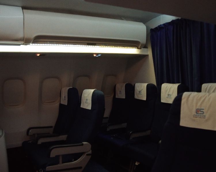 the passengers seats of an airline flight simulator at deeside flight simulators