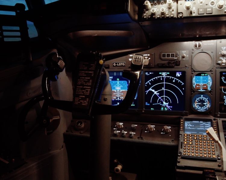 the control of an aeroplane flight simulator at deeside flight simulators