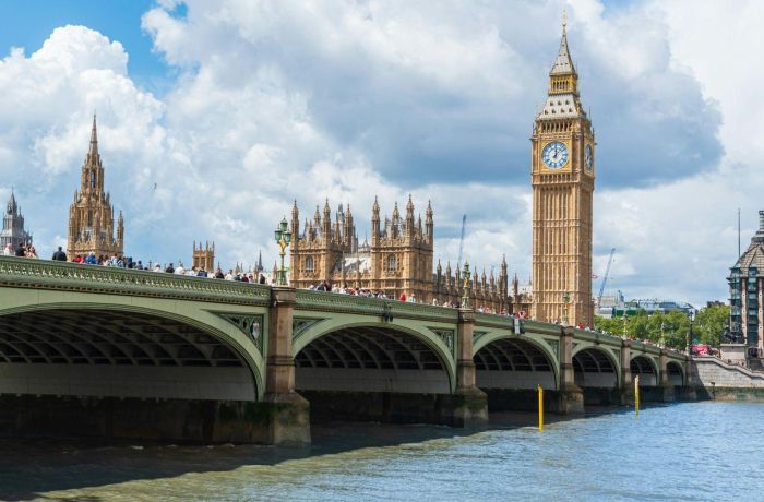 big ben and westminster bridge at sunset