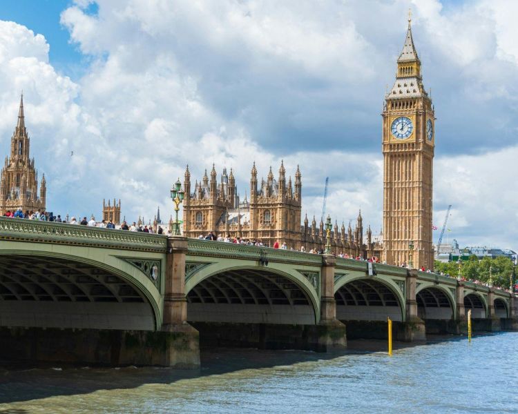 big ben and westminster bridge at sunset