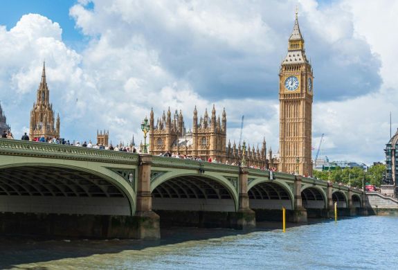 big ben and westminster bridge at sunset