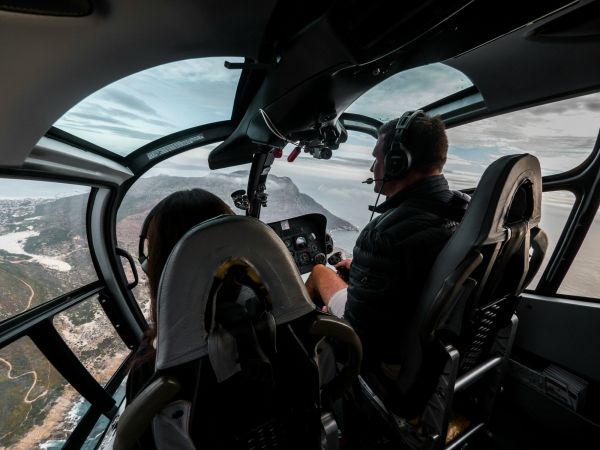 view into the cockpit of a helicopter