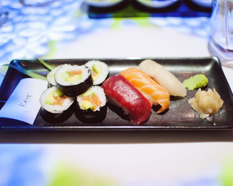 plate of sushi at inamo london