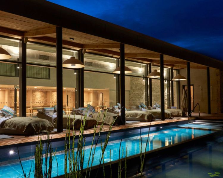 Swinton country club outdoor pool evening