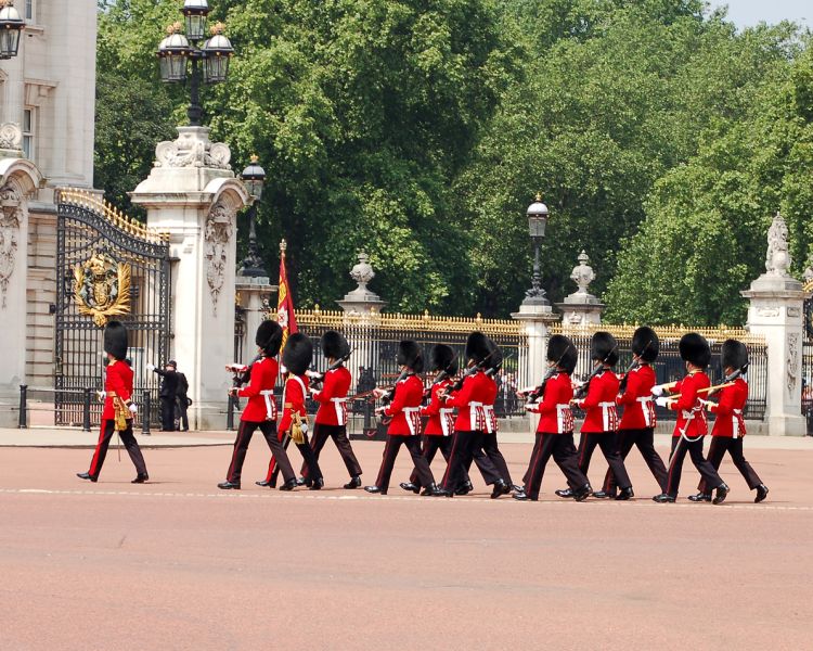 watching the changing of the guards at buckingham palace in london