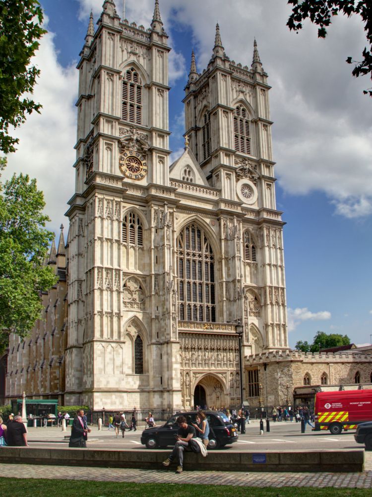 view of the front of westminster abbey in london