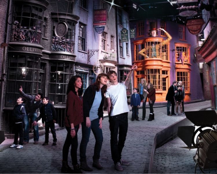 visitors at warner bros. studio tour london - the making of harry potter