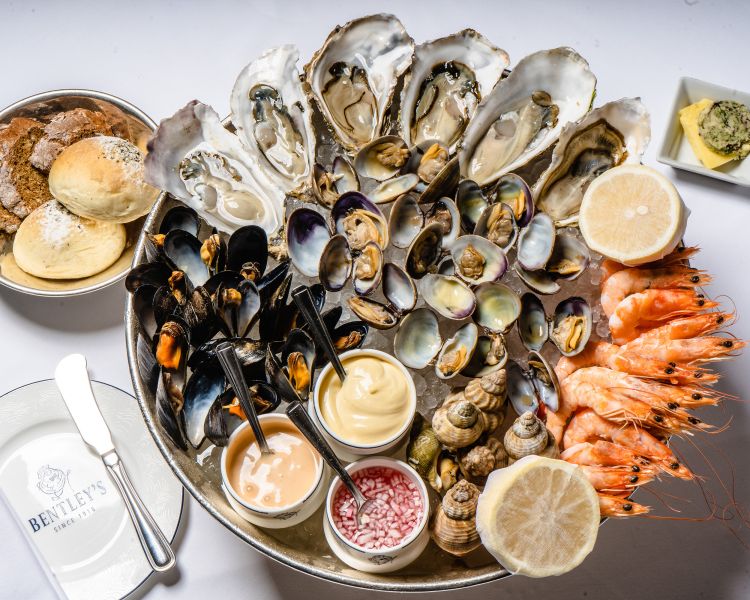seafood platter dining experience at bentley's mayfair