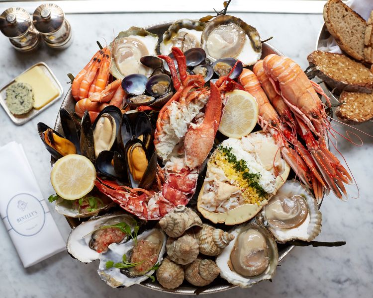 seafood platter dining experience at bentley's mayfair