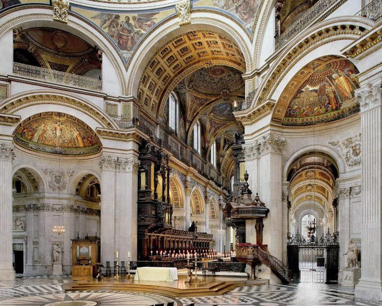 Interior of St Pauls Cathedral view of the north east from beneath the dome