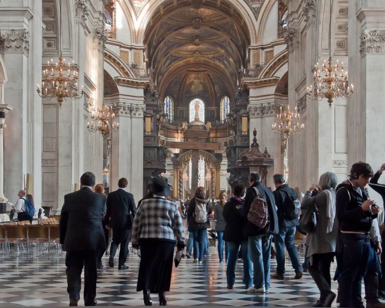 Visitors inside St Pauls Cathedral