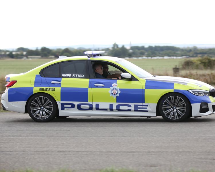 a uk police car used on a police intercepter driving experience day