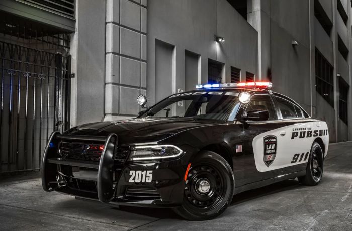 an american police car used in a driving experience day