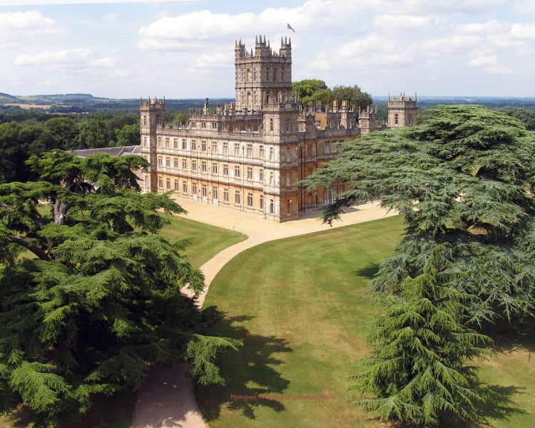 aerial view of downton abbey
