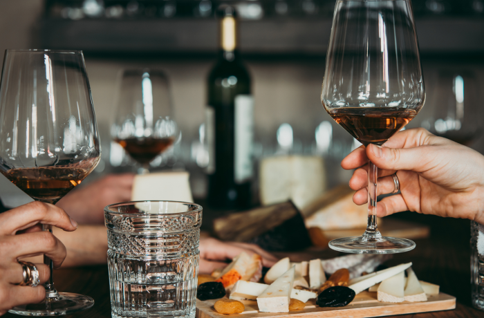 Wine tasting table chees