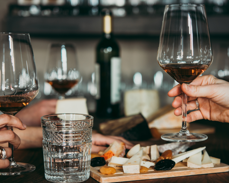 Wine tasting table chees