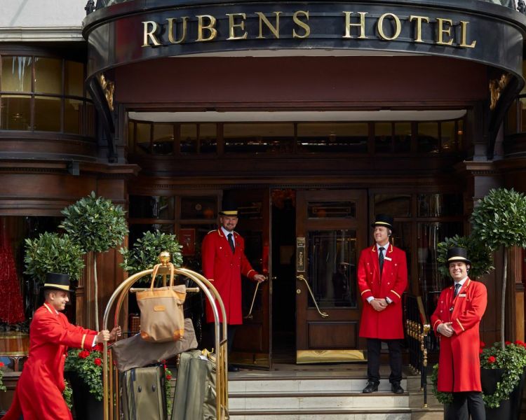 The rubens exterior with doormen