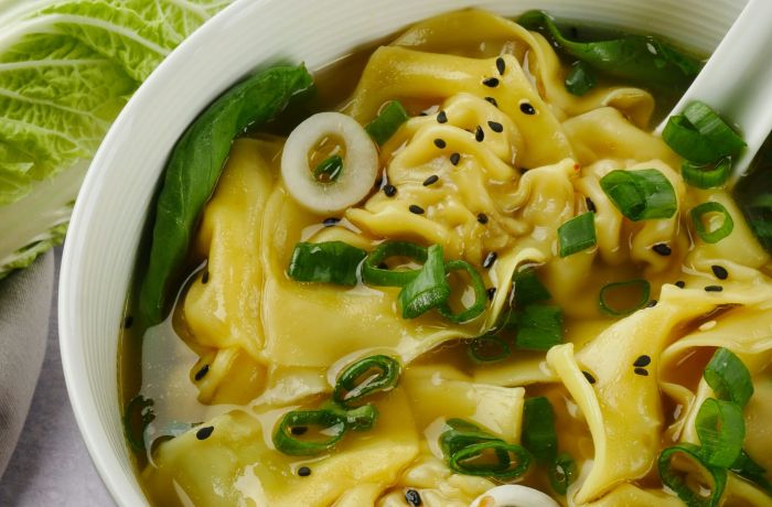 wonton made on cookery class experience