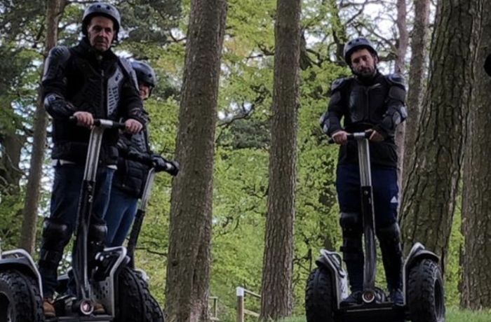 two people on segway experience in woodland