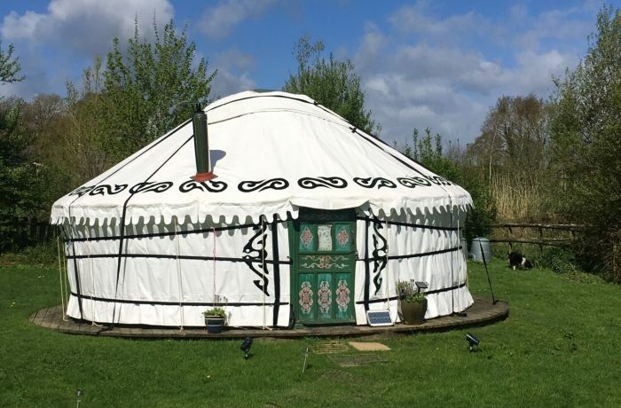 one of the devon yurts in a field