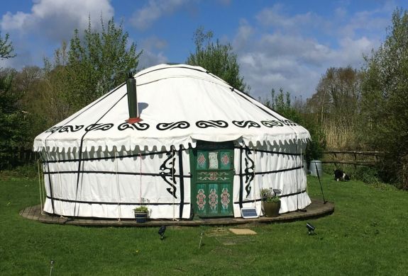 one of the devon yurts in a field