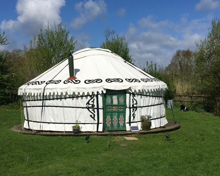 one of the devon yurts in a field