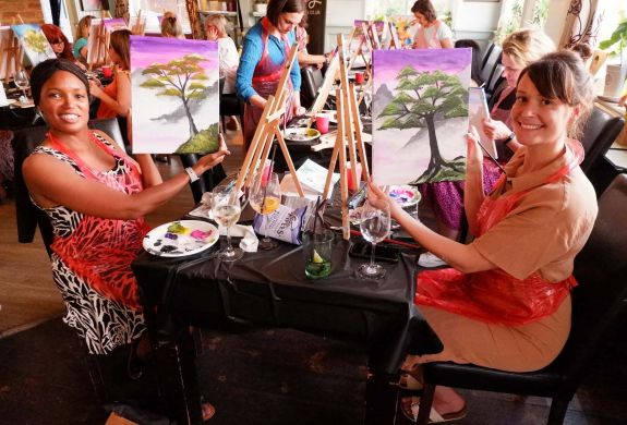 paint and sip with brush party