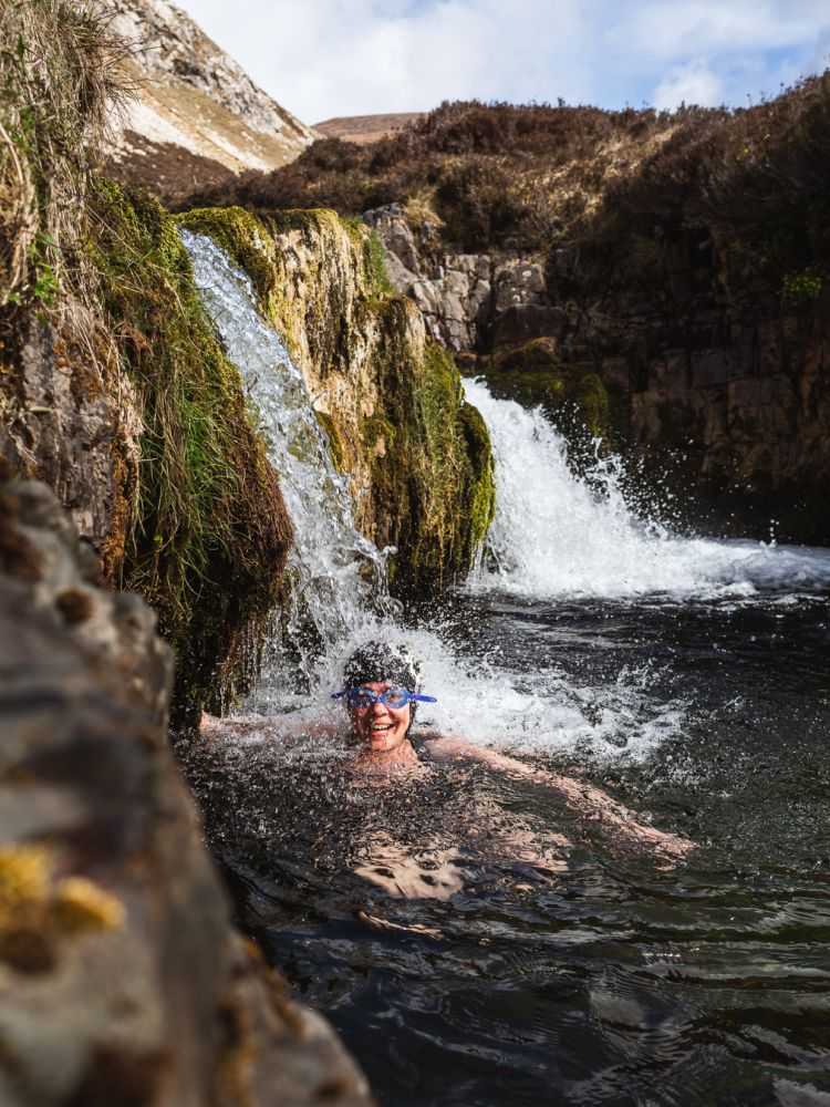 Wild swimming with waterfalls