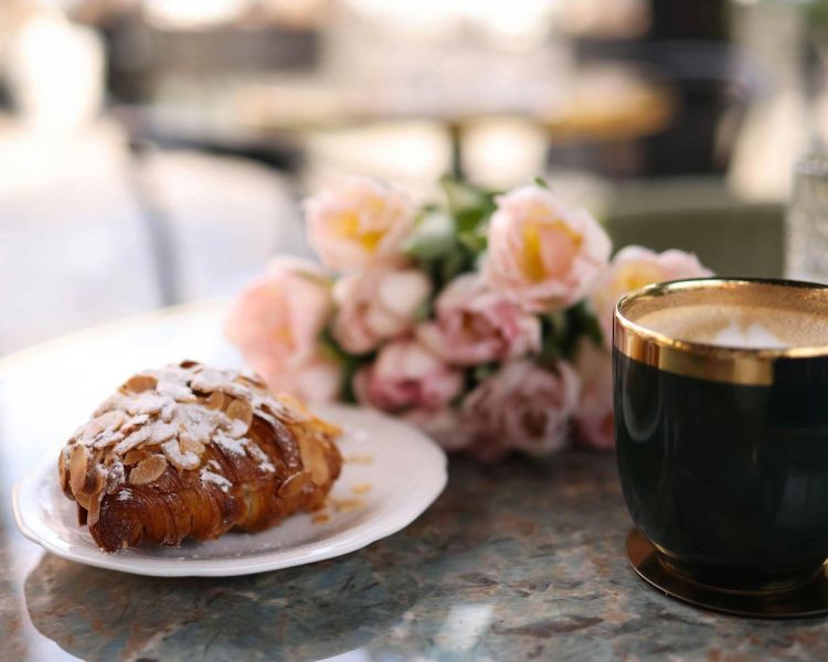 croissant breakfast outside