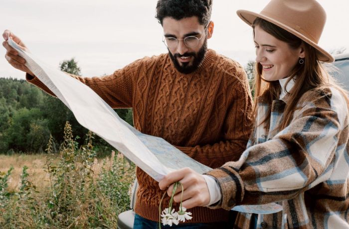 Couple reading a map