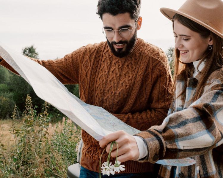 Couple reading a map