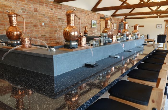 classroom at distillery for a gin making experience in shropshire