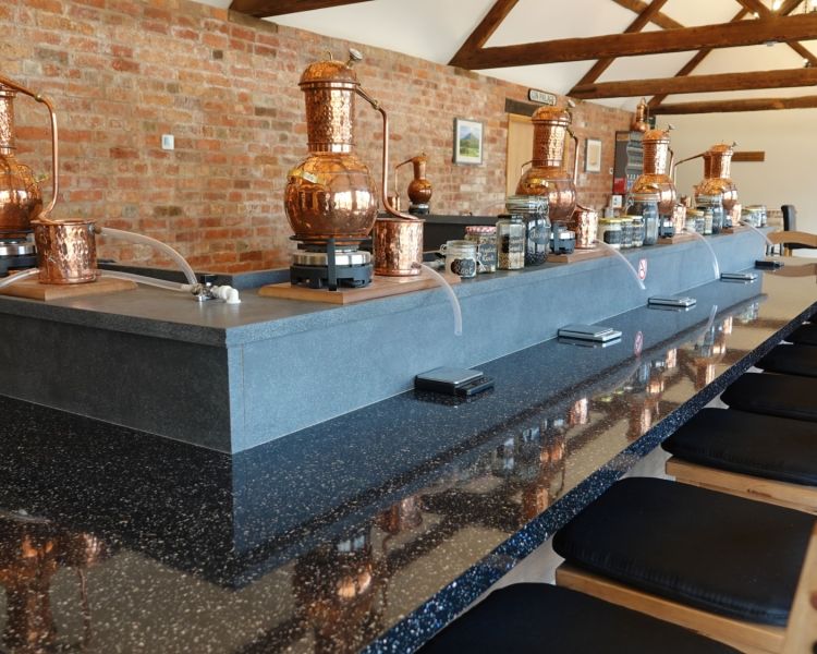 classroom at distillery for a gin making experience in shropshire