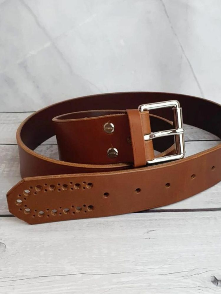 Brown leather belt