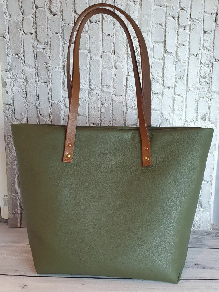 Olive green tote bag