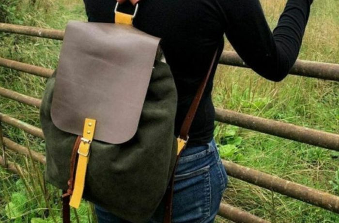 Grey leather bag