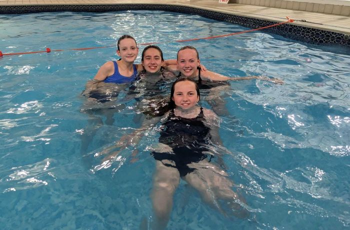 Teens in a pool