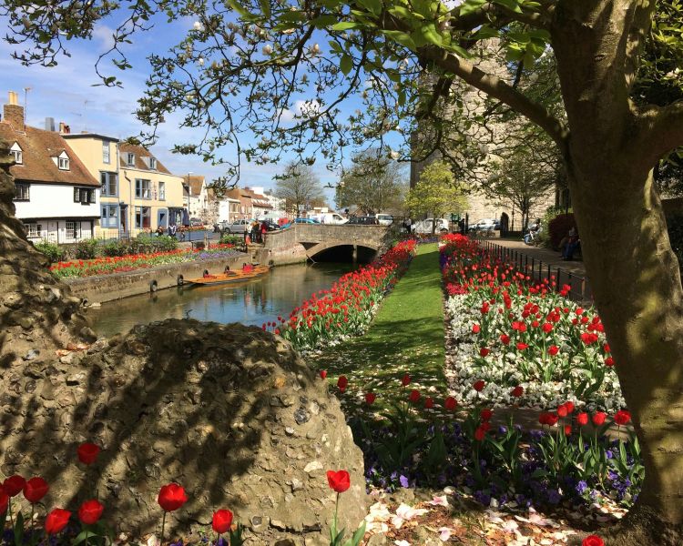 Westgate at the great stour river in canterbury