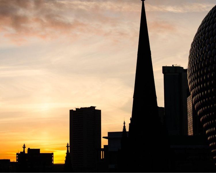 View of birmingham with the bulling and cathedral