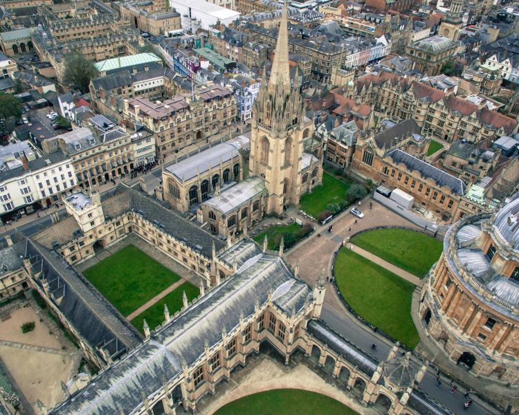 Aerial view of oxford city centre